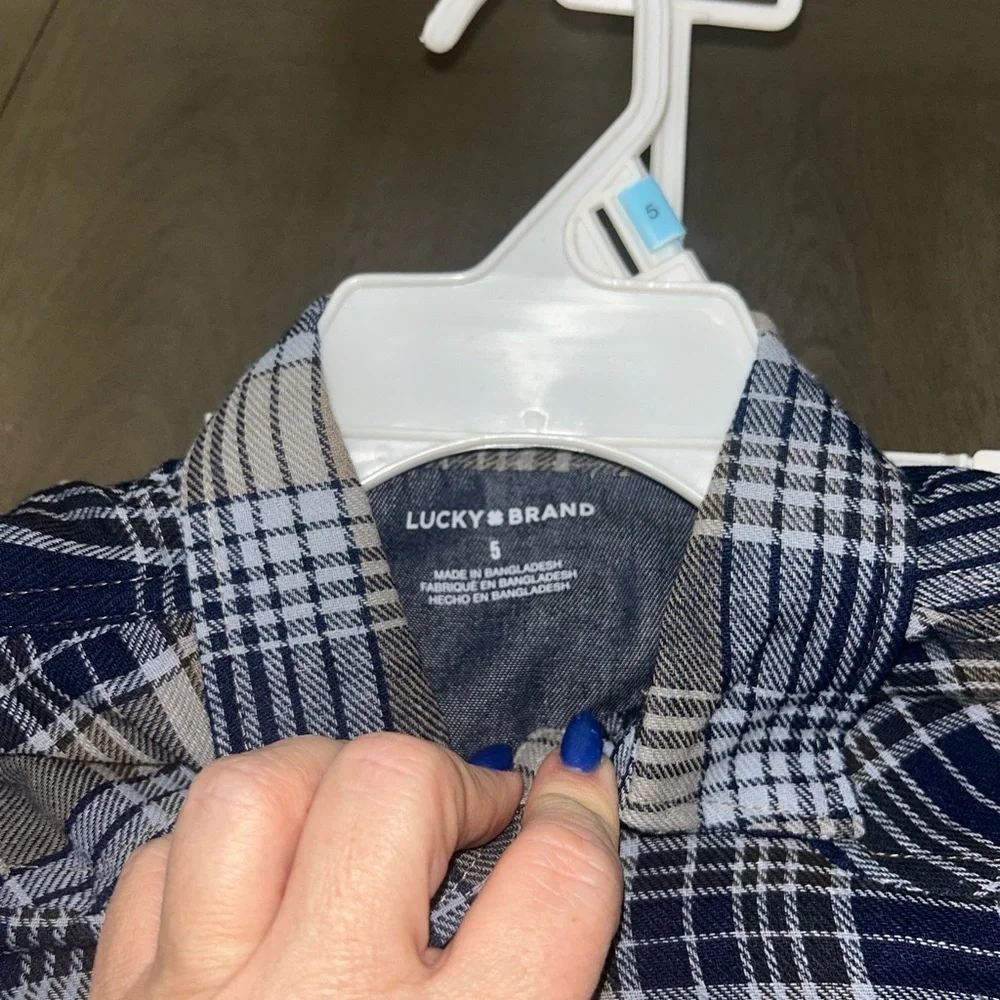 Lucky Brand Blue Plaid Shirt and khaki pants set